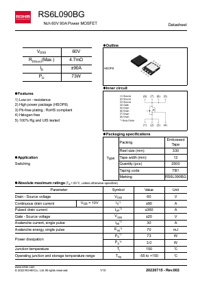 RS6L090BG Datasheet PDF ROHM Semiconductor
