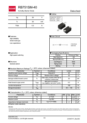 RB751SM-40 Datasheet PDF ROHM Semiconductor