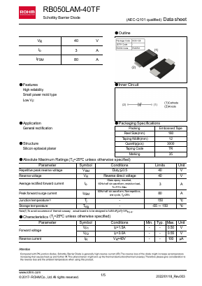 RB050LAM-40TF Datasheet PDF ROHM Semiconductor