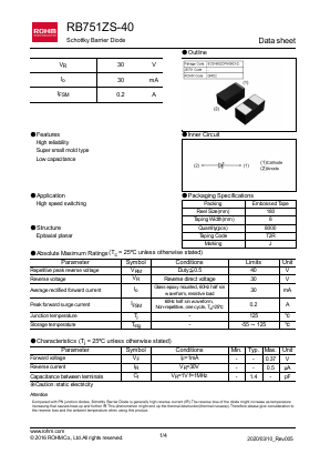 RB751ZS-40 Datasheet PDF ROHM Semiconductor