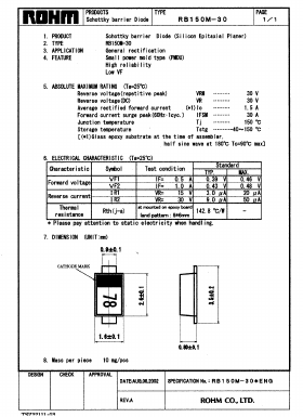 RB150M-30 Datasheet PDF ROHM Semiconductor