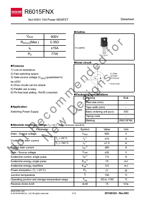 R6015FNX Datasheet PDF ROHM Semiconductor