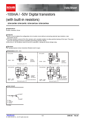 DTA124TUA Datasheet PDF ROHM Semiconductor