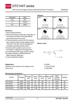 DTC144TKA Datasheet PDF ROHM Semiconductor