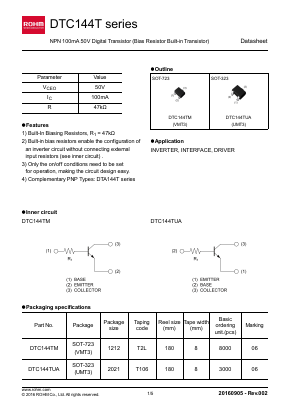 DTC144TUA Datasheet PDF ROHM Semiconductor
