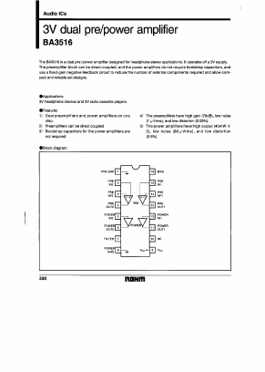 BA3516 Datasheet PDF ROHM Semiconductor