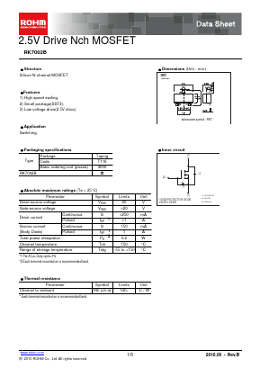 RK7002BT116 Datasheet PDF ROHM Semiconductor