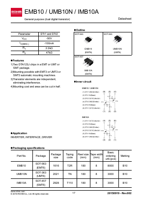 UMB10NTN Datasheet PDF ROHM Semiconductor