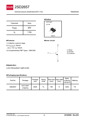 2SD2657TL Datasheet PDF ROHM Semiconductor