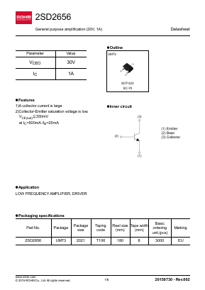 2SD2656 Datasheet PDF ROHM Semiconductor
