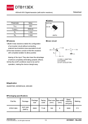 DTB113EK Datasheet PDF ROHM Semiconductor