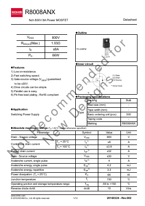 R8008ANX Datasheet PDF ROHM Semiconductor