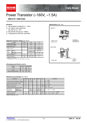 2SB1275 Datasheet PDF ROHM Semiconductor