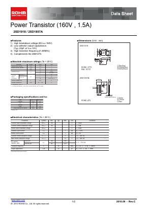 2SD1918TLQ Datasheet PDF ROHM Semiconductor