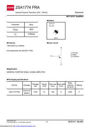 2SA1774FRA Datasheet PDF ROHM Semiconductor