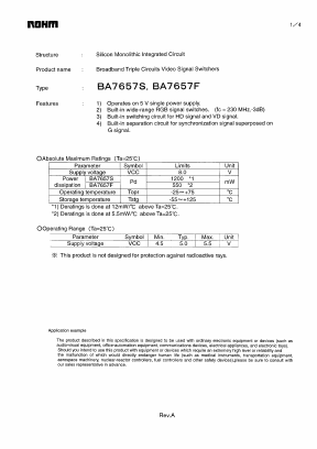 BA7657S_05 Datasheet PDF ROHM Semiconductor