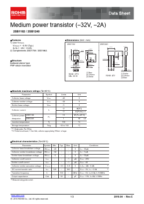 2SB1182Q_10 Datasheet PDF ROHM Semiconductor