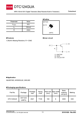 DTC124GUA Datasheet PDF ROHM Semiconductor
