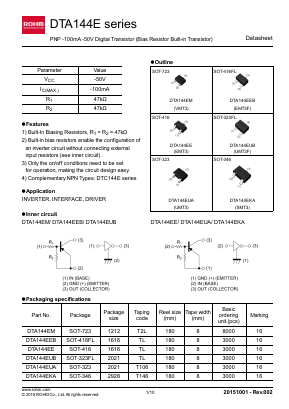 DTA144EEBTL Datasheet PDF ROHM Semiconductor