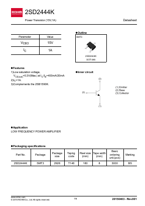 2SD2444K Datasheet PDF ROHM Semiconductor
