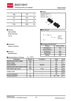 BAS116HY Datasheet PDF ROHM Semiconductor