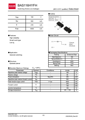 BAS116HYFH Datasheet PDF ROHM Semiconductor