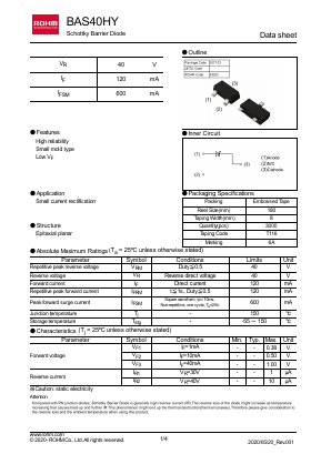 BAS40HYT116 Datasheet PDF ROHM Semiconductor