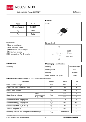 R6009END3 Datasheet PDF ROHM Semiconductor