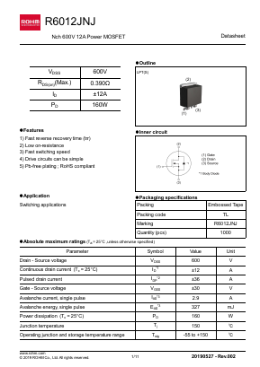 R6012JNJ Datasheet PDF ROHM Semiconductor