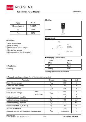 R6009ENX Datasheet PDF ROHM Semiconductor