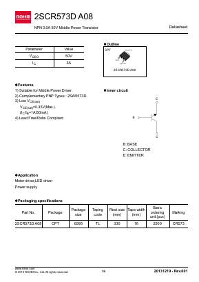 2SCR573DA08 Datasheet PDF ROHM Semiconductor