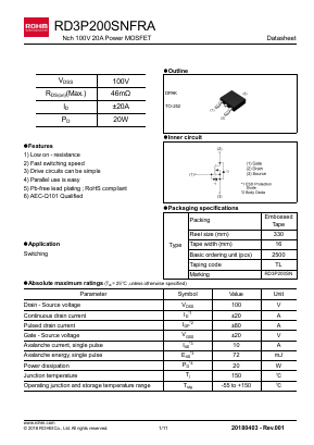 RD3P200SNFRA Datasheet PDF ROHM Semiconductor