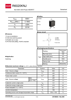 R6020KNJ Datasheet PDF ROHM Semiconductor