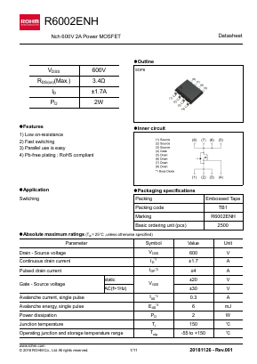 R6002ENH Datasheet PDF ROHM Semiconductor