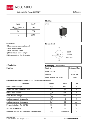 R6007JNJ Datasheet PDF ROHM Semiconductor