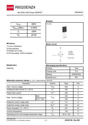 R6520ENZ4 Datasheet PDF ROHM Semiconductor