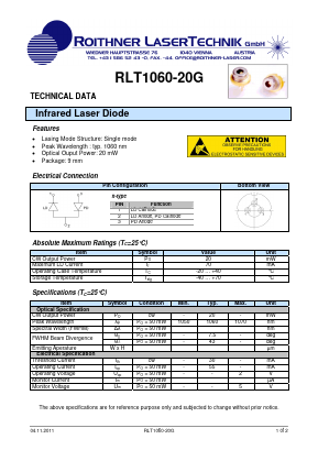 RLT1060-20G Datasheet PDF Roithner LaserTechnik GmbH