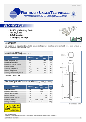 ELD-450-525 Datasheet PDF Roithner LaserTechnik GmbH