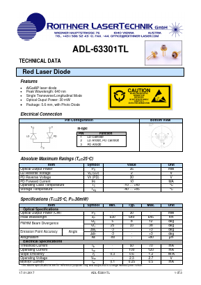 ADL-63301TL Datasheet PDF Roithner LaserTechnik GmbH