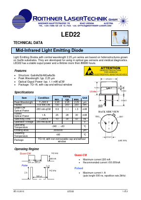 LED22 Datasheet PDF Roithner LaserTechnik GmbH