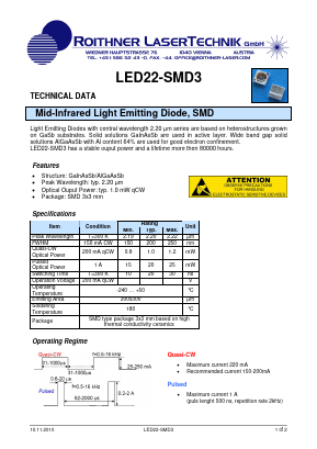 LED22-SMD3 Datasheet PDF Roithner LaserTechnik GmbH