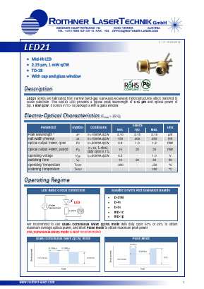 LED21 Datasheet PDF Roithner LaserTechnik GmbH