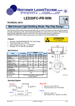 LED20FC-PR-WIN Datasheet PDF Roithner LaserTechnik GmbH