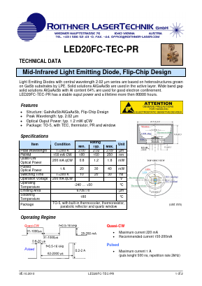 LED20FC-TEC-PR Datasheet PDF Roithner LaserTechnik GmbH