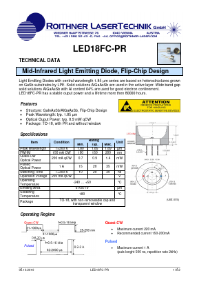 LED18FC-PR Datasheet PDF Roithner LaserTechnik GmbH
