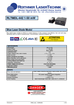 RLTMDL-442 Datasheet PDF Roithner LaserTechnik GmbH