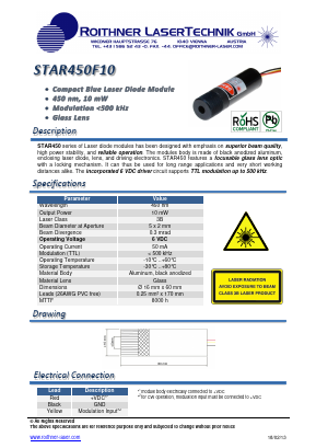 STAR450F10 Datasheet PDF Roithner LaserTechnik GmbH