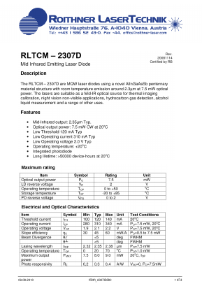 RLTCM-2307D Datasheet PDF Roithner LaserTechnik GmbH