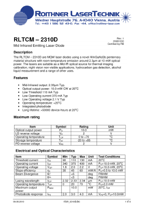 RLTCM-2310D Datasheet PDF Roithner LaserTechnik GmbH