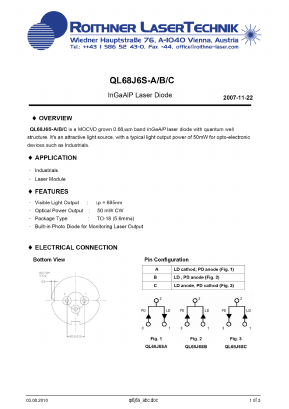 QL68J6S-A Datasheet PDF Roithner LaserTechnik GmbH